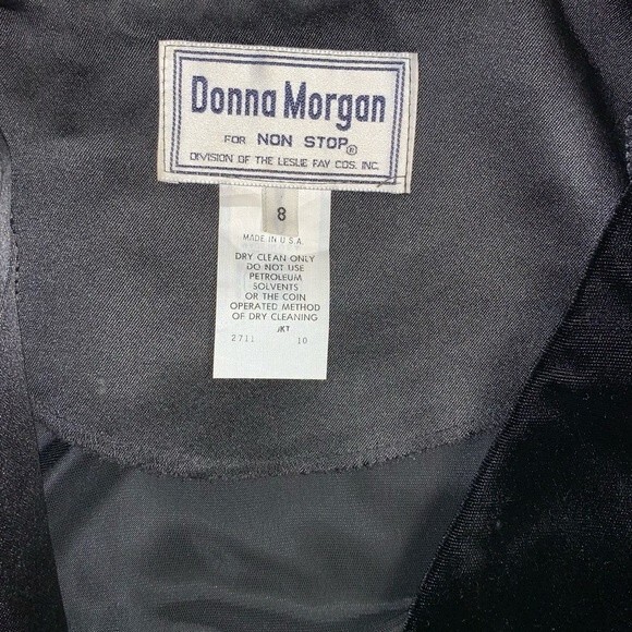 Vintage Christmas Holiday Black Velvet Satin Suit Set Women’s 8 Donna Morgan - Picture 8 of 11